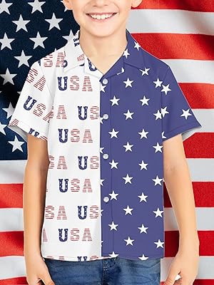 4th of July Graphic Hawaii Shirt for Boys