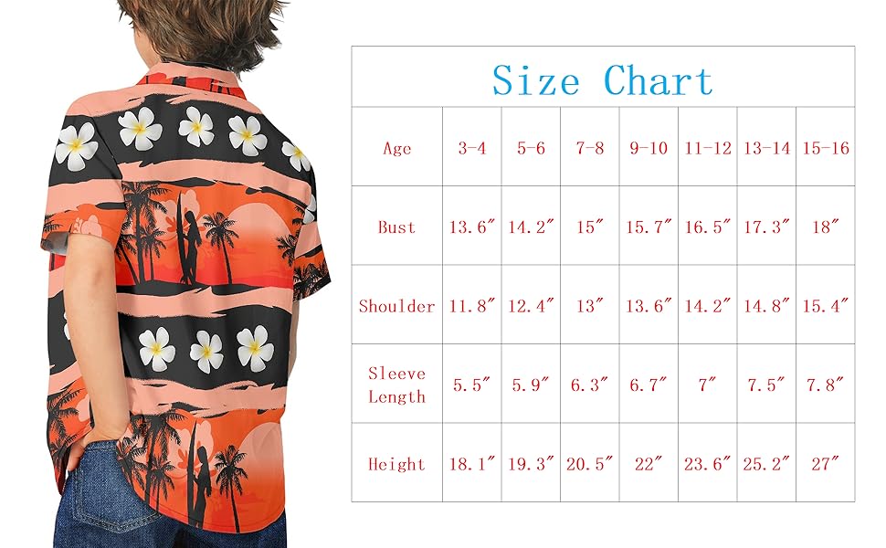 hawaiian shirt size