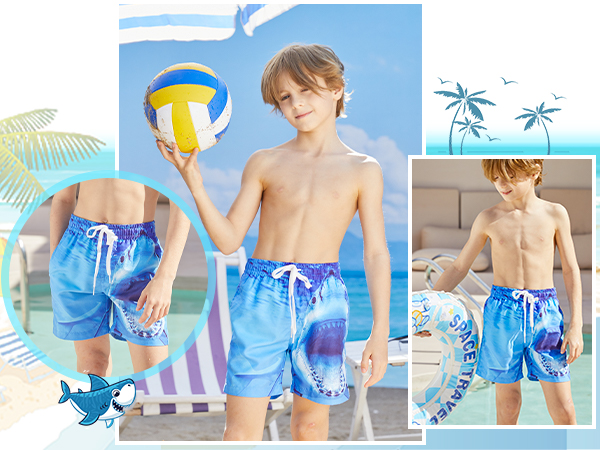 Boys 3D Printed Funny Swim Trunks Quick Dry Beachwear Sports Running Swim Board Shorts