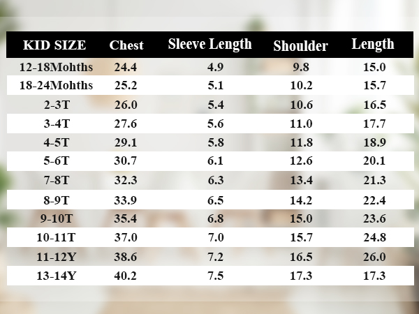 kid size chart