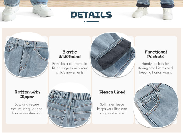 Boys Fleece Lined Denim Pants