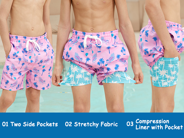 boys swim trunks with compression liner