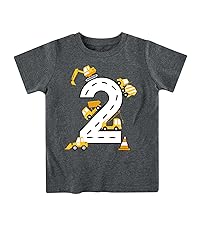 Boys'' Birthday T Shirt 2nd Construction Excavator Graphic Tee Shirts Cool Short Sleeve Blouse Outfit