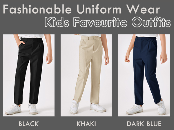 Boys'' School Uniform Pants Kids Solid Color straight Leg Pants