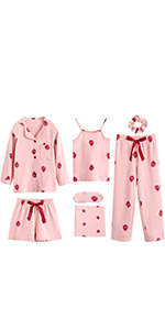 girls cute 7 piece pajama set