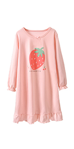 girls soft nightgowns with cute strawberry