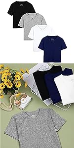 4 Pack V-Neck Toddler Boys Short Sleeve