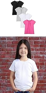 4 Pack Children Girls Cotton Short Sleeve