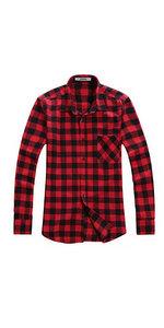 mens black and red plaid shirt, button down casual tops