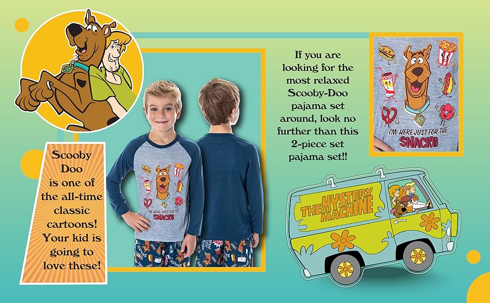 Scooby Doo Boys'' Just Here For the Snacks Shirt And Pants Pajama Set Holiday Gift Christmas