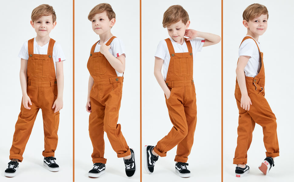 boy brown overalls