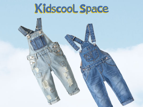 KIDSCOOL SPACE Little Girl Boy Denim Overalls