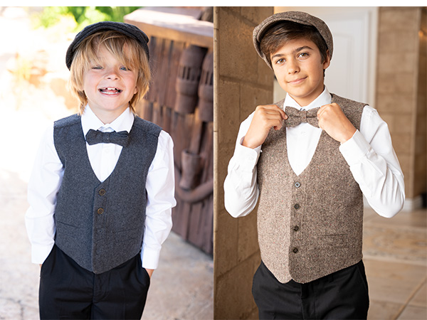 Gioberti Kids and Boys 3pc Tweed Vest with Matching Cap and Bow Tie