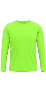 Youth Neon Shirts Dry Fit Long Sleeve Athletic T-Shirts