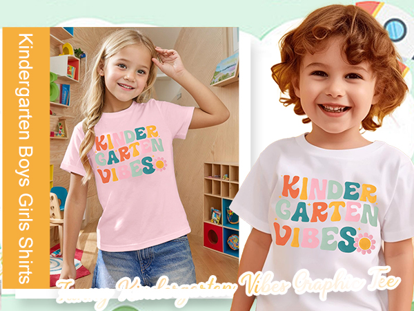 Funny Kindergarten Vibes Graphic Tee Short Sleeve Tops