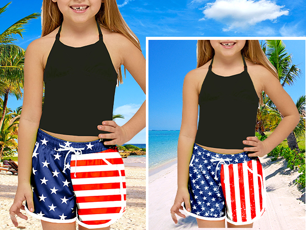 July 4th Board Shorts for Girls