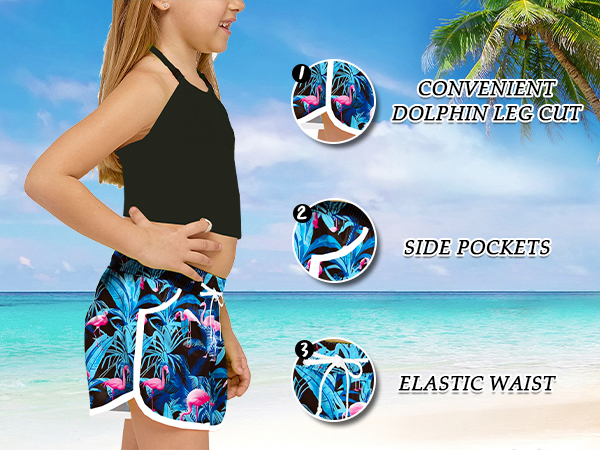 Girls Flamingo Swim Shorts