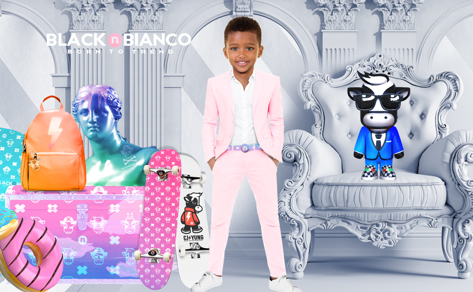 Black n Bianco Boys Pink Slim fit Suit kids formal wear