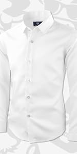 Boys White Sateen Dress Shirt