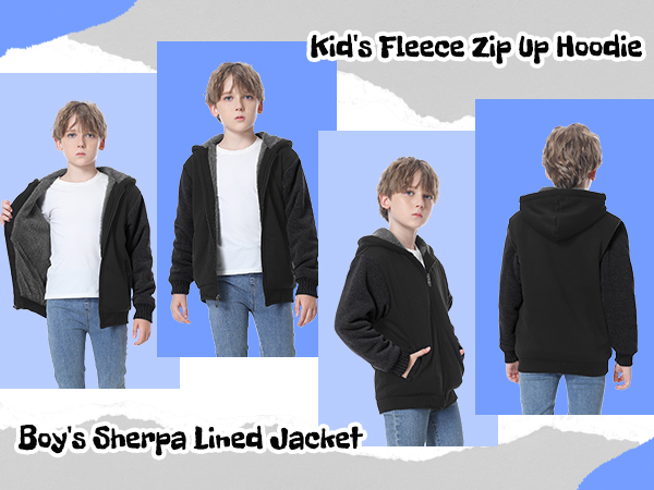 heavy hoodies for boys warm hoodies full zip up hood warm jacket thick fleece sweater