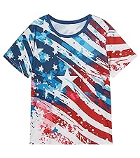 Kids 3D Graphic American Flag T-Shirt Memorial Day Tees Toddler Summer Short Sleeve Casual Tops