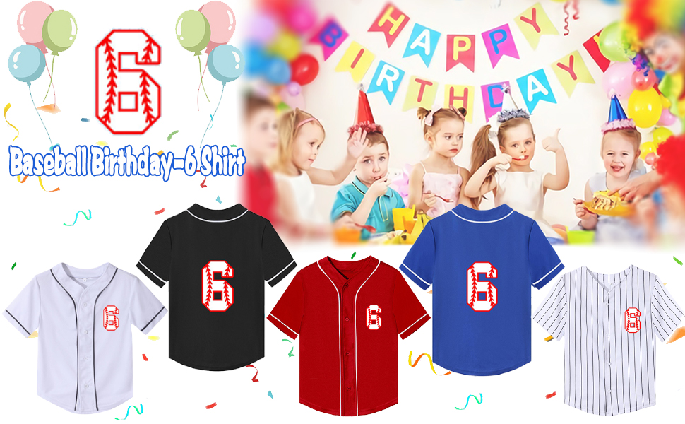 Boy 6th Birthday Shirt Baseball 6 Year Old Toddler Kids Shirts Birthday Clothes