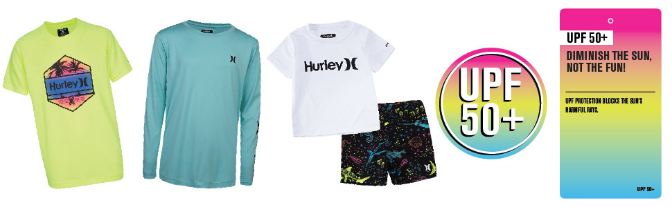 hurley kids swim, upf, upf tees, kids upf, sun protection, hurley boys, hurley, kids apparel