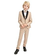 Lilax Boys Suit Set, Satin Collar Formal Jacket, Vest, Pants, Shirt and Matching Bowtie 5 Pcs