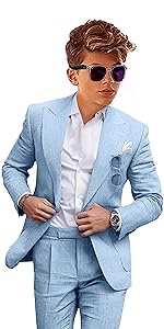 boys sky blue linen suit