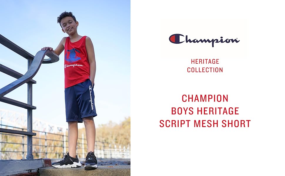 Champion Boys Heritage Script Mesh Short