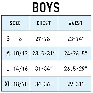 boys size chart