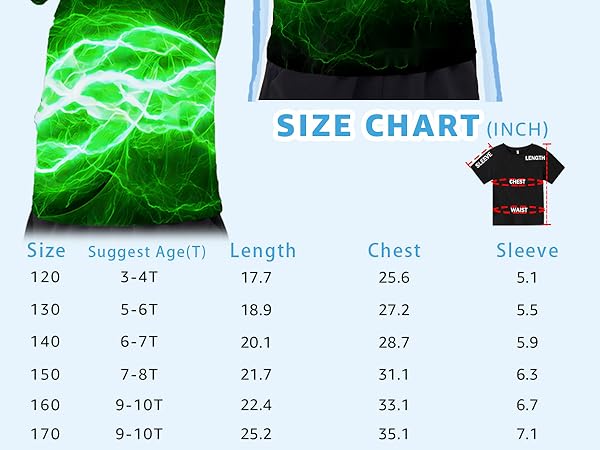  size chart of Crewmate crew neck T-shirt