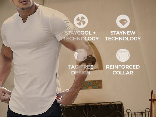 Mens Summer Casual T-Shirt Plain V Neck Shirts