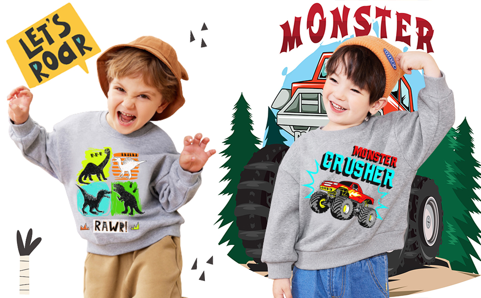 monster hoodies for boys, toddler sweatshirt, 4t boys clothes,dinasour for boys,