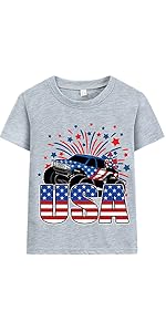 boys american flag tshirt kids monster truck tee red white blue 4th of july memorial day