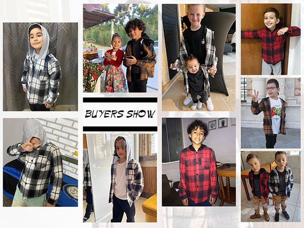 Boys Plaid Hooded Button Down Flannel Shirt Long Sleeve Jacket Top