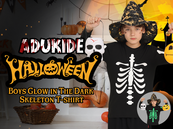 boys girls glow in the dark skeleton t-shirt with long sleeve  halloween t-shirt