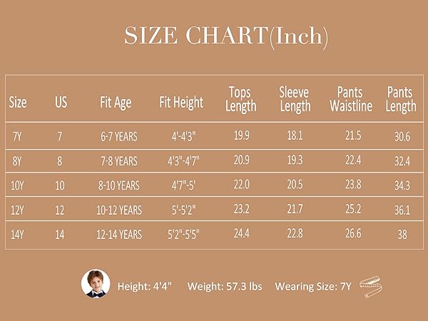 boys suit set size chart