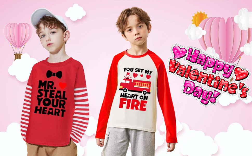 Boys Girls Valentine''s Raglan Long Sleeve T-shirt