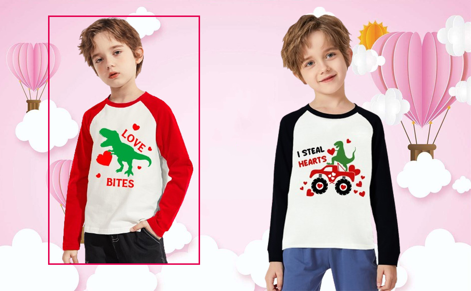 Boys Girls Valentine''s Raglan Long Sleeve T-shirt