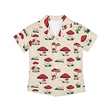 Red Mushroom Beige Print Hawaiian Shirt For Boys Girls