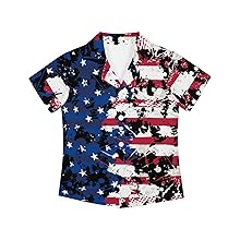 Navy Red White Graffiti Print Hawaiian Shirt For Boys Girls July 4th Patriotic Day Party