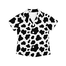 Black White Cow Print Hawaiian Shirt For Boys Girls