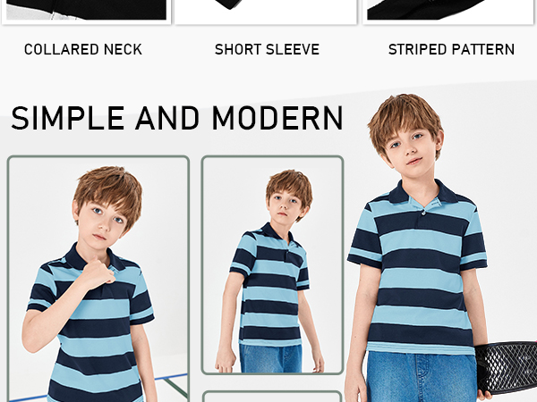 Boys Short Sleeve Striped Shirts