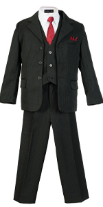 Avery Hill Boys Pinstripe Suit Set with Matching Tie