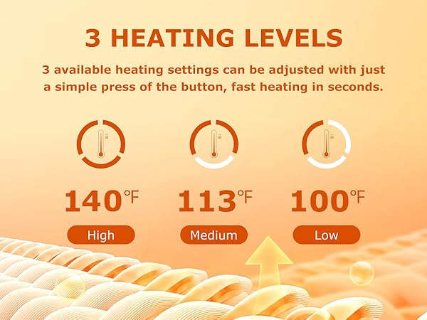 3 adjustable heating level for heated jacket heated vest heated hoodie