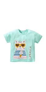 Girls Novelty Cat Graphic T Shirts