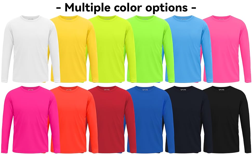 Youth Neon Shirts Dry Fit Long Sleeve Athletic T-Shirts