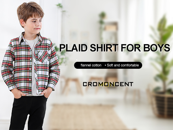 Boys Long Sleeve Flannel Plaid Shirt Button Down Shirts