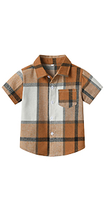 Boys Short Sleeve Plaid Shirt